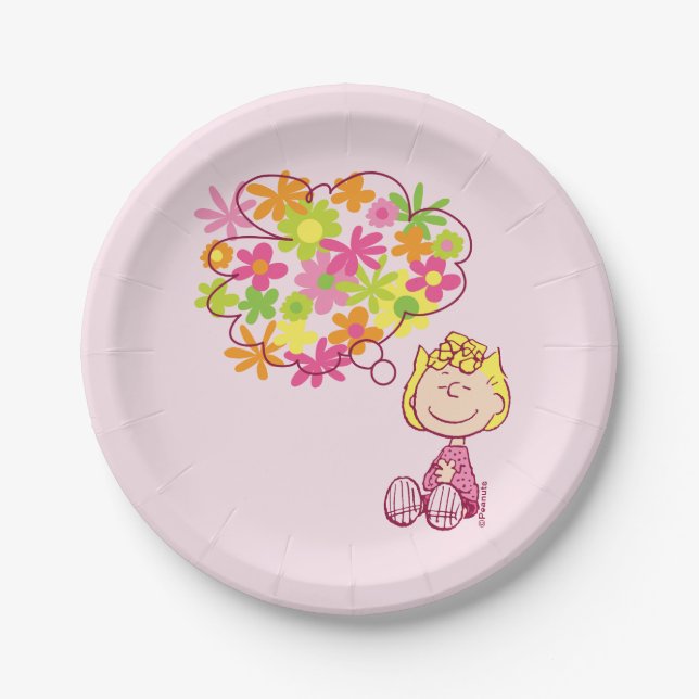 Sally Thinking of Flowers Paper Plate (Front)