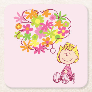 Sally Thinking of Flowers Square Paper Coaster
