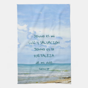 Salmo 27 Jehova Luz Salvación  Verso Bíblico  Tea Towel