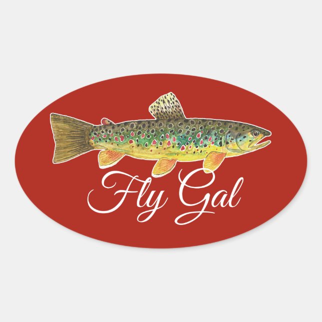 Salmo Trutta Fly Fishing Ladies Oval Sticker (Front)