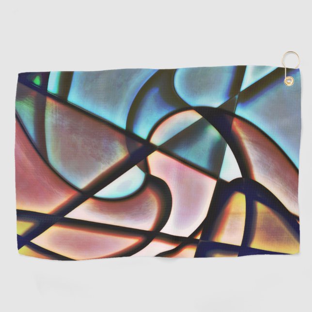 Salmon and blue spiral smooth texture mosaic  golf towel (Horizontal)