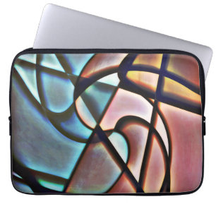 Salmon and blue spiral smooth texture mosaic laptop sleeve
