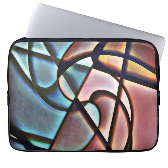 Salmon and blue spiral smooth texture mosaic  laptop sleeve (Front)