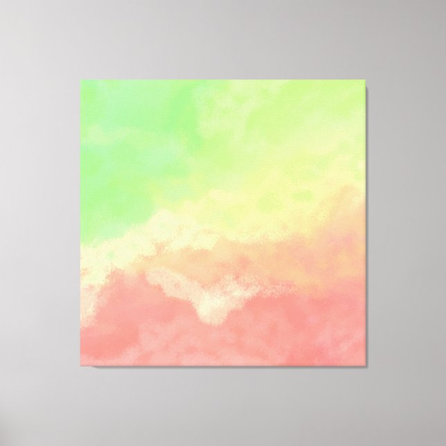 Salmon and Lime Abstract Clouds Canvas Print (Front)