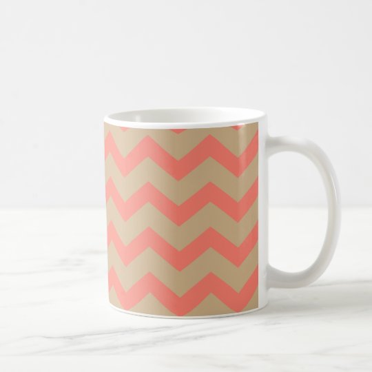 Salmon and Tan Chevron Coffee Mug