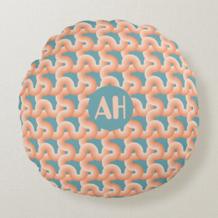 Salmon and Teal Knot Monogram Throw Pillow