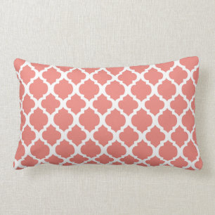 Salmon and white Moroccan lumbar Throw Pillow