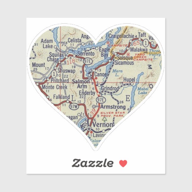 Salmon Arm BC Vintage Map (Sheet)