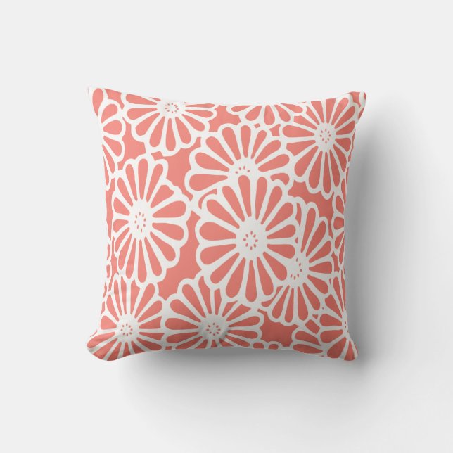 Salmon Asian Moods Floral Cushion (Front)