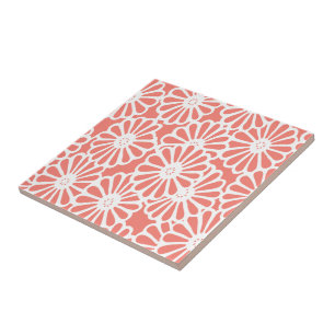 Salmon Asian Moods Floral Tile