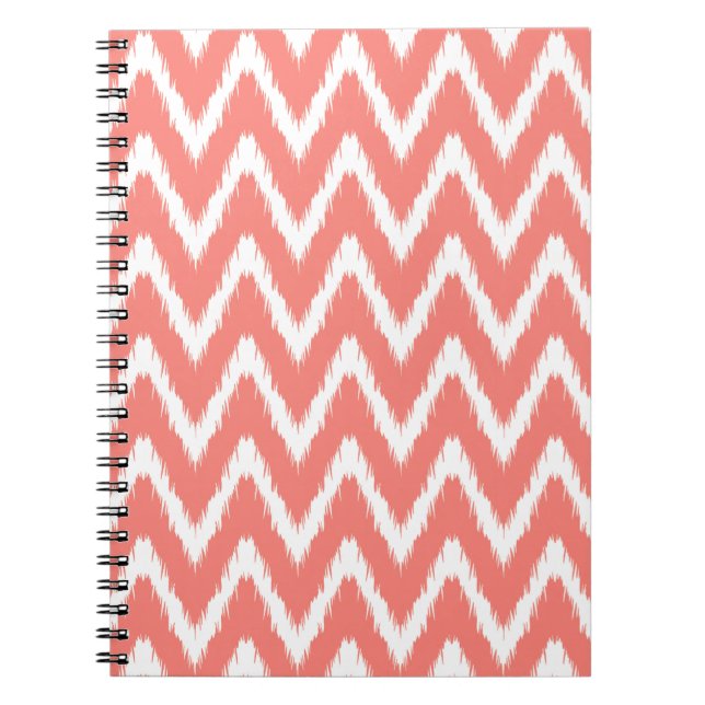Salmon Asian Moods Ikat Chevrons Notebook (Front)