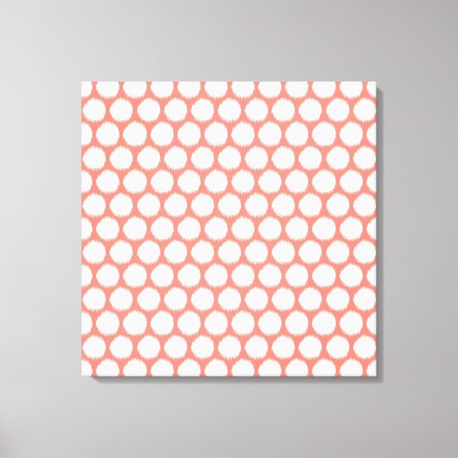 Salmon Asian Moods Ikat Dots Canvas Print (Front)