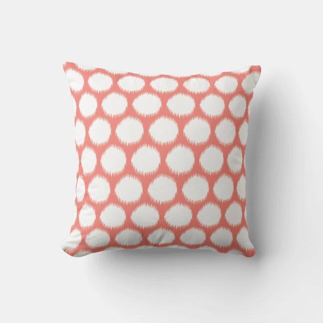 Salmon Asian Moods Ikat Dots Cushion (Front)