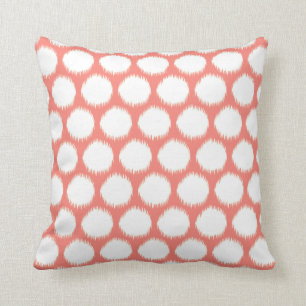 Salmon Asian Moods Ikat Dots Cushion