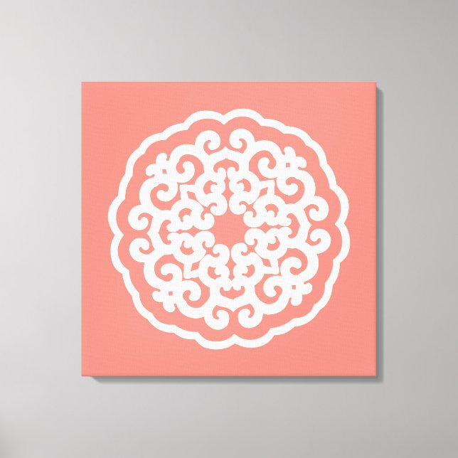 Salmon Asian Moods Mandalla Canvas Print (Front)