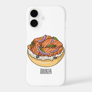 Salmon bagel cartoon illustration