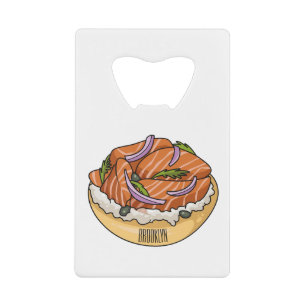 Salmon bagel cartoon illustration