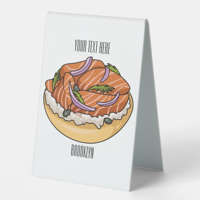 Salmon bagel cartoon illustration  (Front)