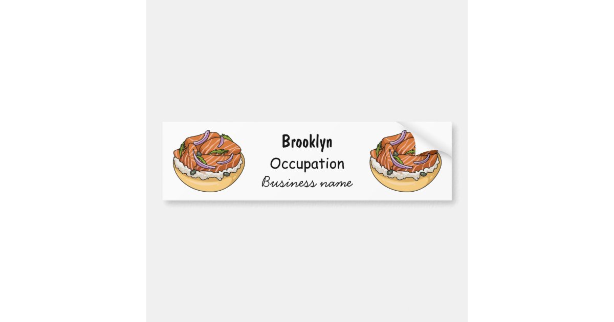 Salmon bagel cartoon illustration bumper sticker Zazzle