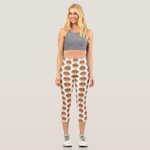 Salmon bagel cartoon illustration capri leggings