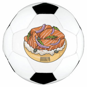 Salmon bagel cartoon illustration football