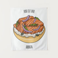 Salmon bagel cartoon illustration 
