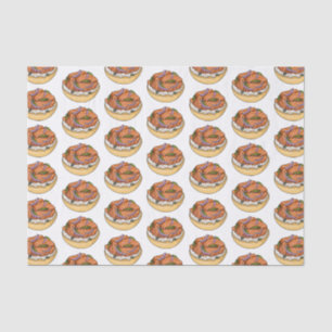 Salmon bagel cartoon illustration  tissue paper