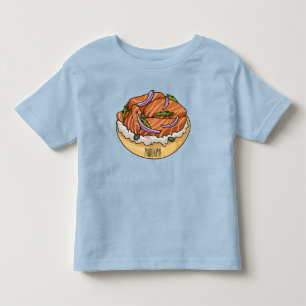 Salmon bagel cartoon illustration toddler T-Shirt