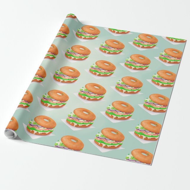 Salmon Bagels Wrapping Paper (Unrolled)