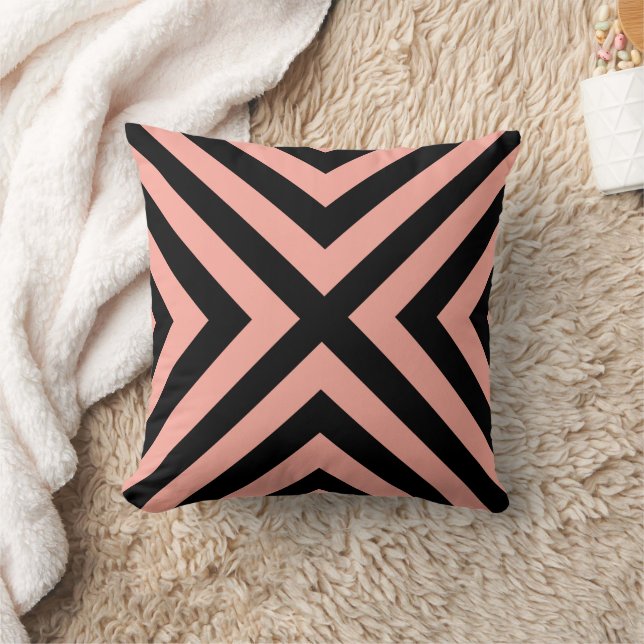 Salmon Black Geometric Decorative Throw Pillow (Blanket)