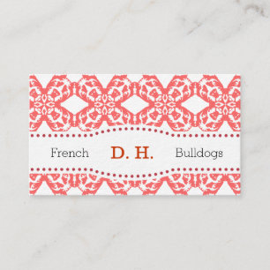Salmon & Black with Black & White Bulldog Pattern Business Card