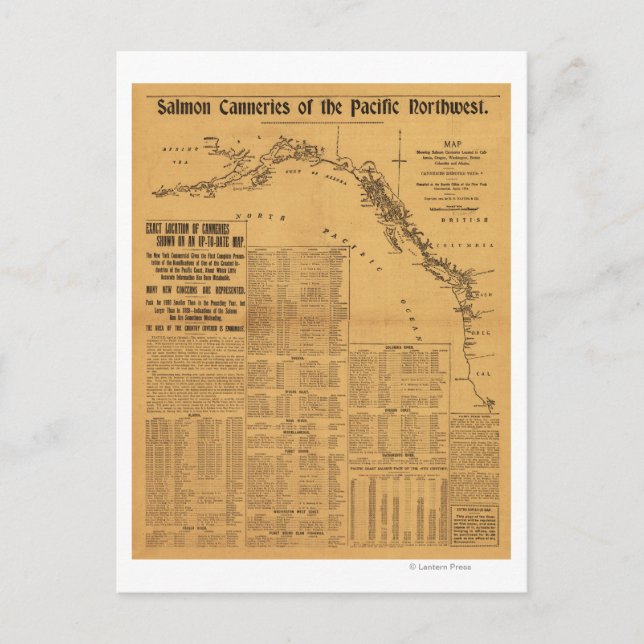 Salmon Canneries of the Pacific Northwest Map Postcard (Front)