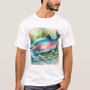 Salmon chum 111024AREF133 - Watercolor T-Shirt