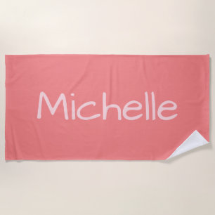 Salmon Colour Custom Name beach towel