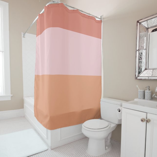 Salmon Colour Gradient Modern Minimalist BOHO Chic Shower Curtain (In Situ)