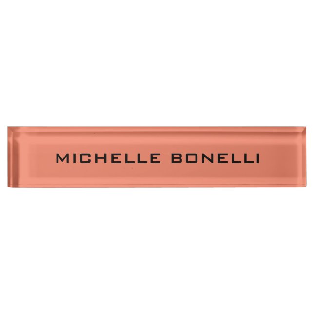 Salmon Colour Minimalist Plain Legible Modern Nameplate (Front)