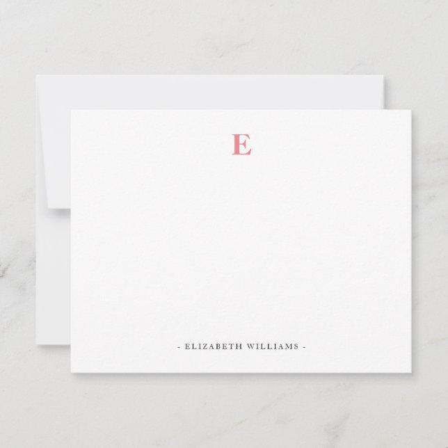 Salmon Colour Monogram Letter Personalised Card (Front)
