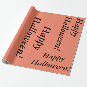 salmon coloured Happy Halloween cursive script sim Wrapping Paper