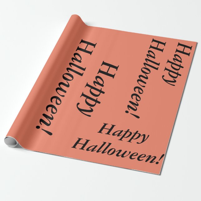 salmon coloured Happy Halloween cursive script sim Wrapping Paper (Unrolled)