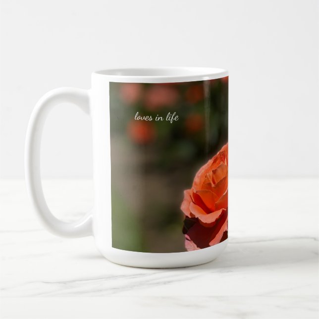 Salmon Coloured Rose Coffee Mug (Left)