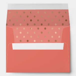 Salmon Coloured Rose Gold Polka Dots Lined Envelopes