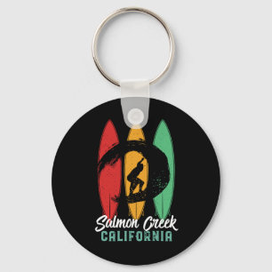 Salmon Creek California Beach Retro Surfing Key Ring