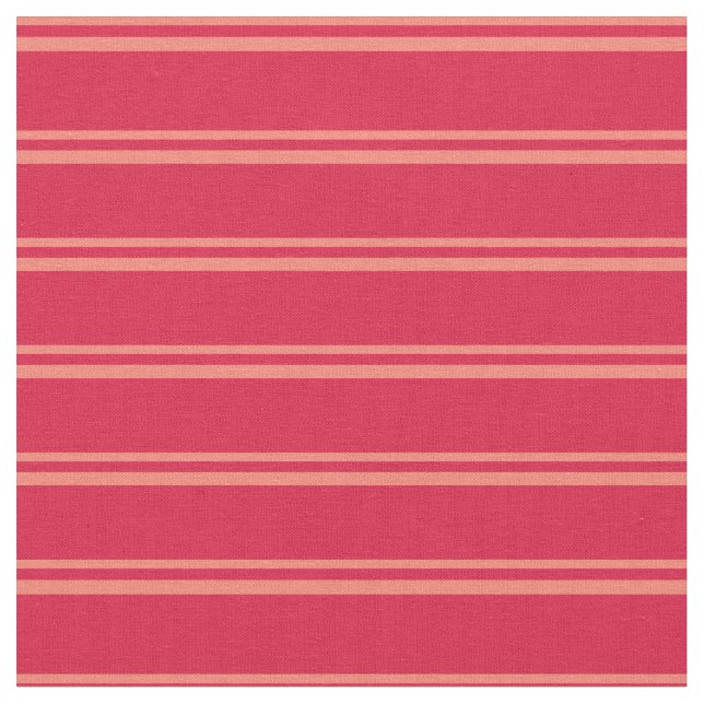 Salmon & Crimson Coloured Stripes Fabric (Close Up)