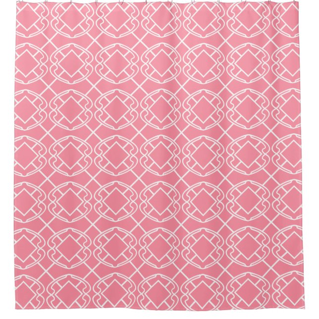 Salmon Diamond Cello trellis Shower Curtain (Front)
