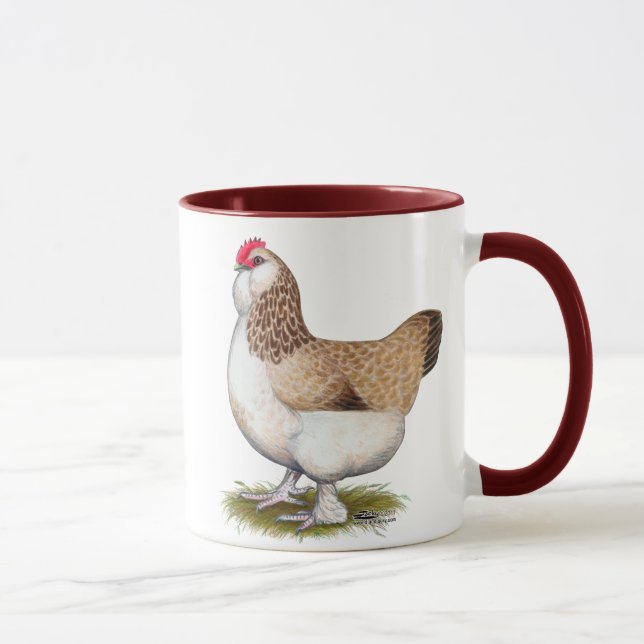 Salmon Faverolle Hen Mug (Right)