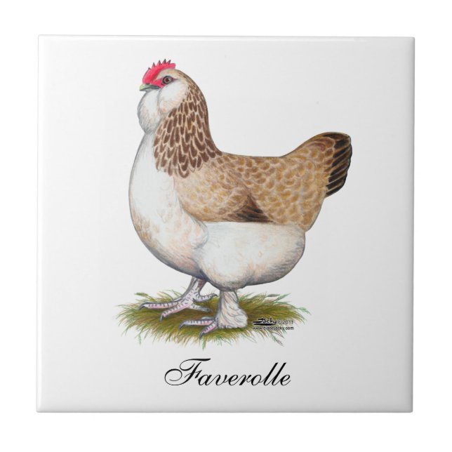 Salmon Faverolle Hen Tile (Front)