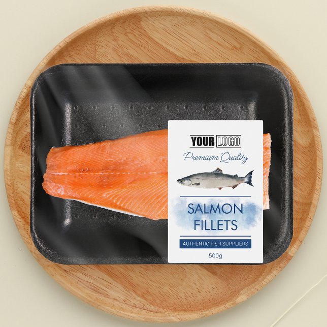 Salmon Fillets Fish Product Label with Logo (Creator Uploaded)