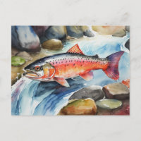 *~* Salmon Fish Swimming River Water AP49