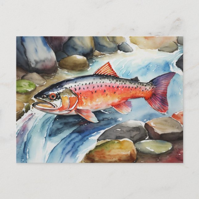 *~* Salmon Fish Swimming River Water AP49 Holiday Postcard (Front)