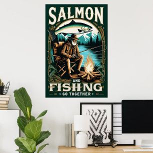 Salmon & Fishing: A Day By The Lake Poster